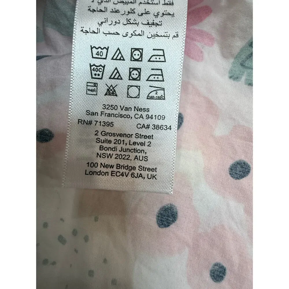 Pottery Barn Kids Sasha's Garden Twin Flat Sheet Organic Cotton Botanical Animal
